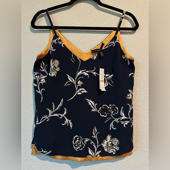 White House Black Market Tops - New White House Black Market Woven Reversible Navy Floral Camisole Size XS